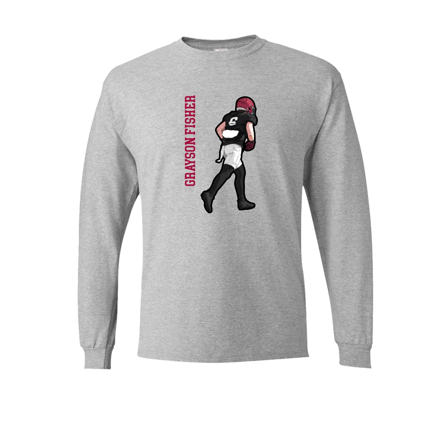 Long Sleeve Tee — Name Vertical in Grey