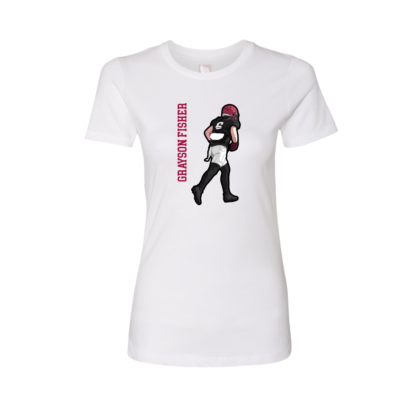 Fitted Women's Tee — Name Vertical in White