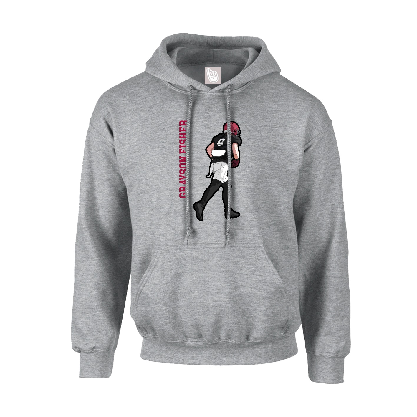 Hoodie — Name Vertical in Grey
