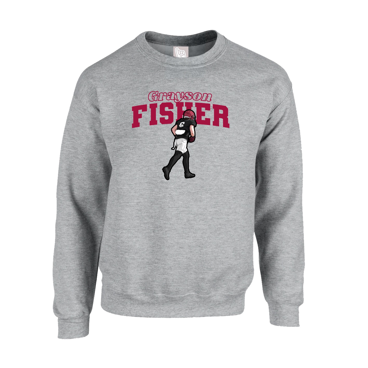 Fleece Crew — Name Arch in Grey