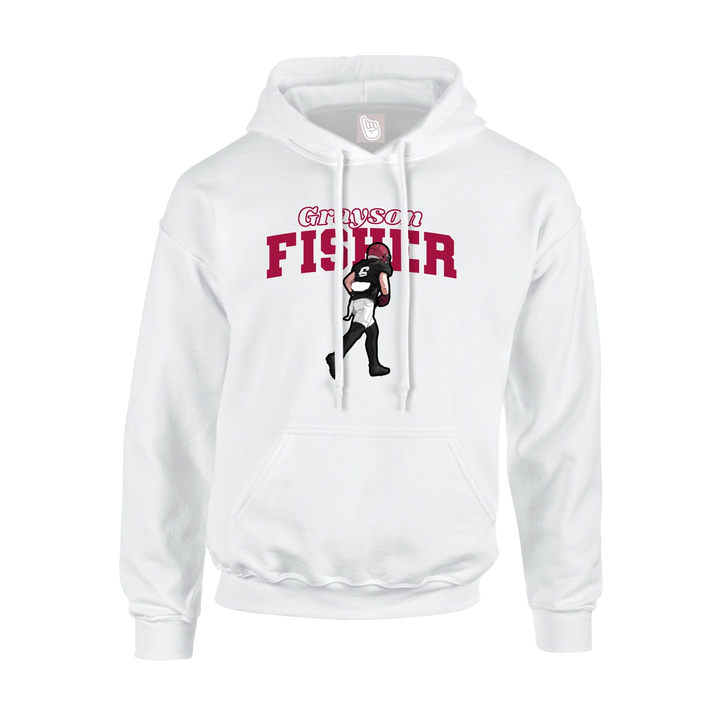 Youth Hoodie — Name Arch in White