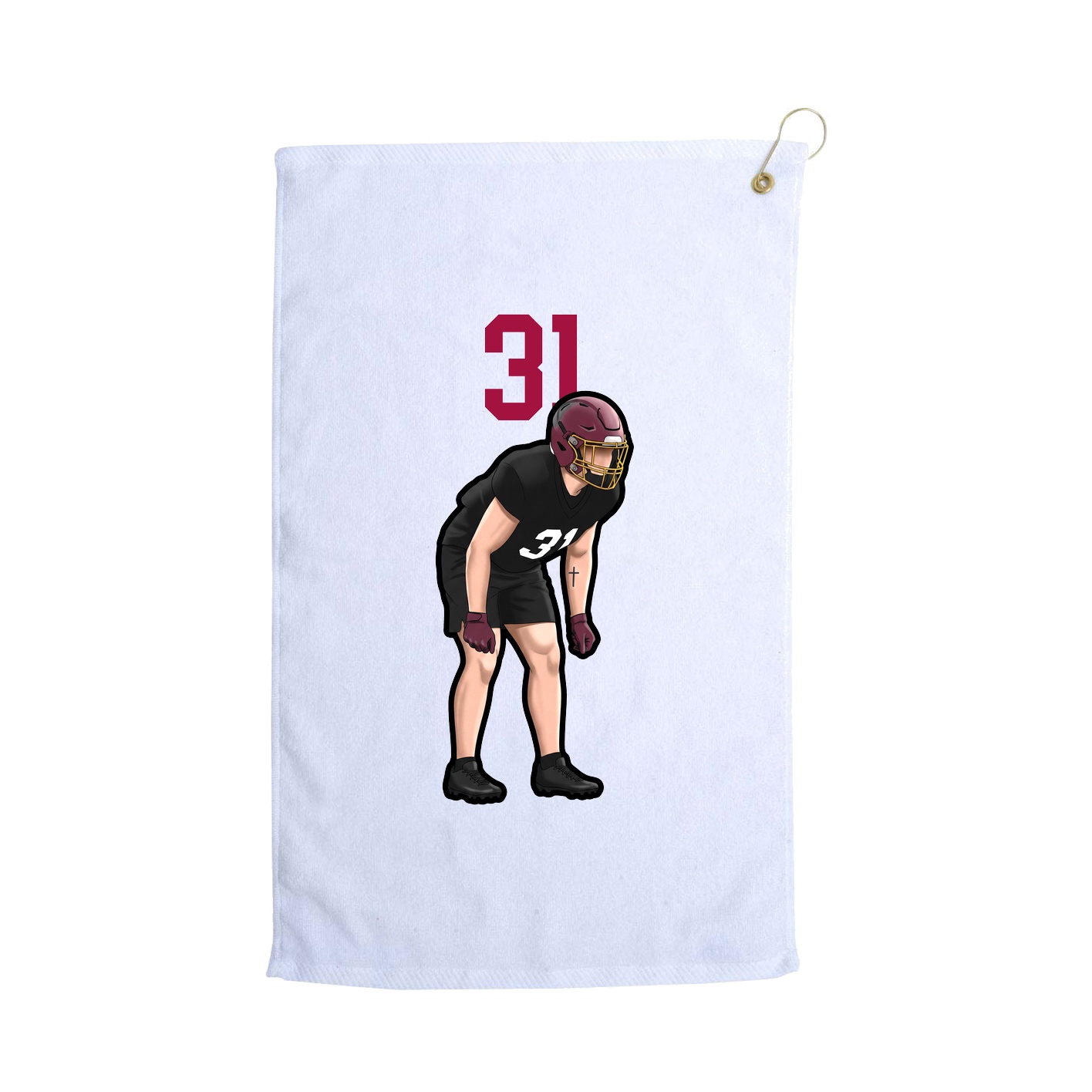 Golf Towel — Number Top in White