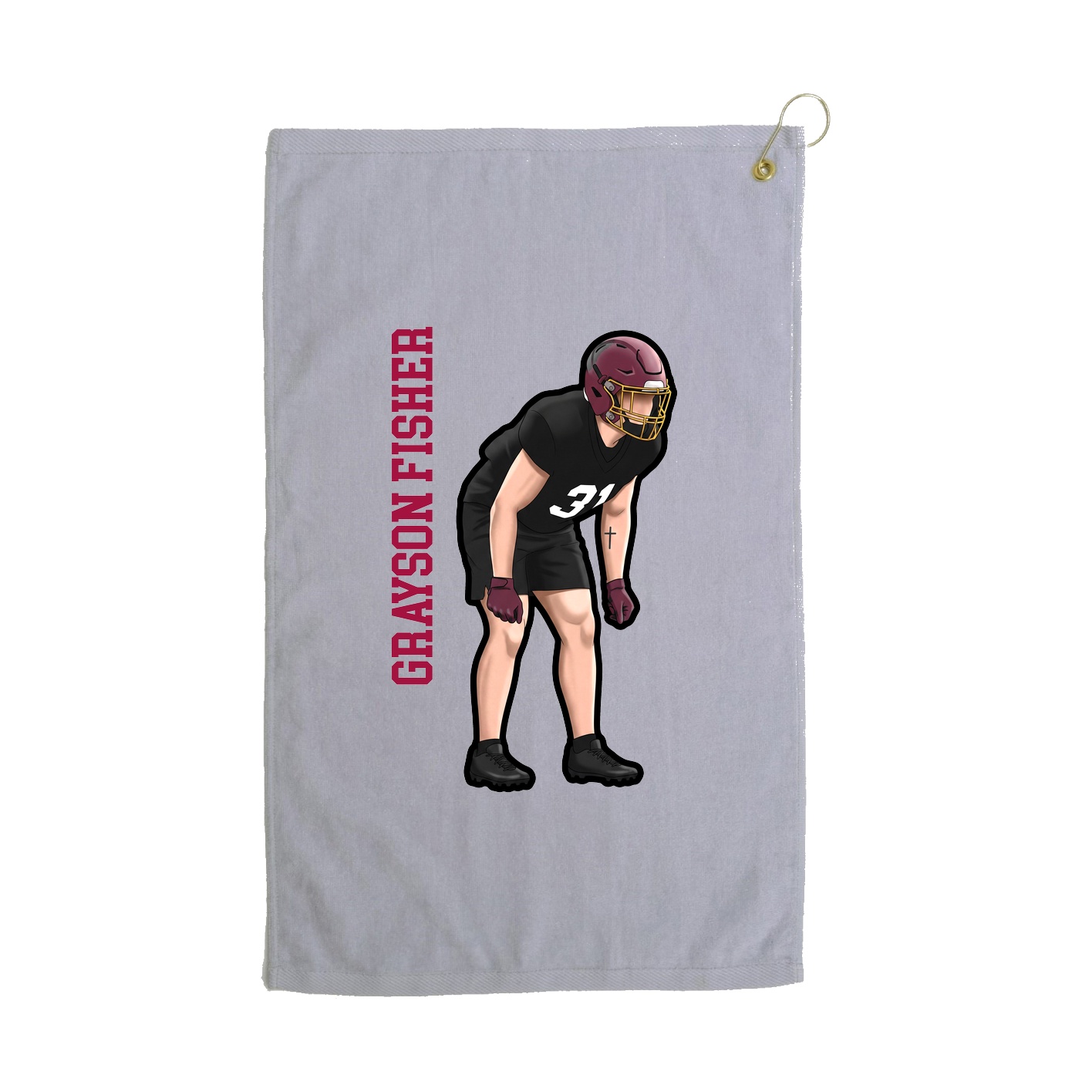Golf Towel — Name Vertical in Grey