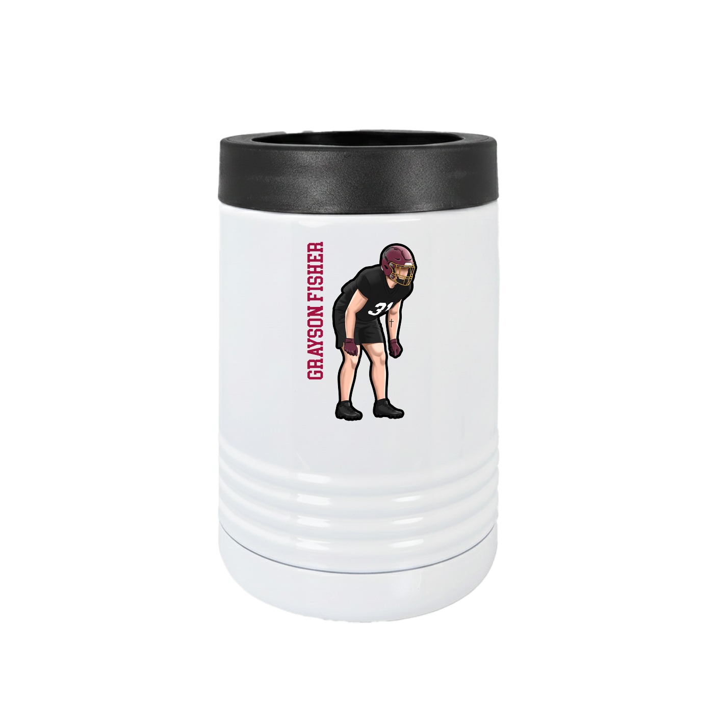 Beverage Holder — Name Vertical in White