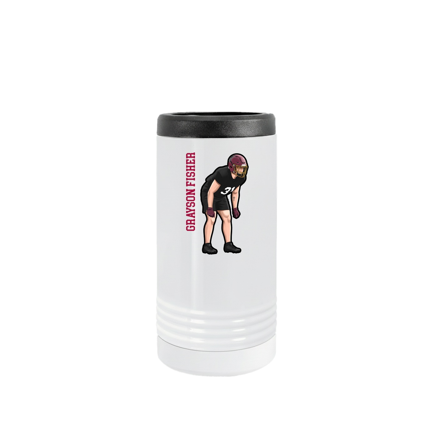 Slim Beverage Holder — Name Vertical in White