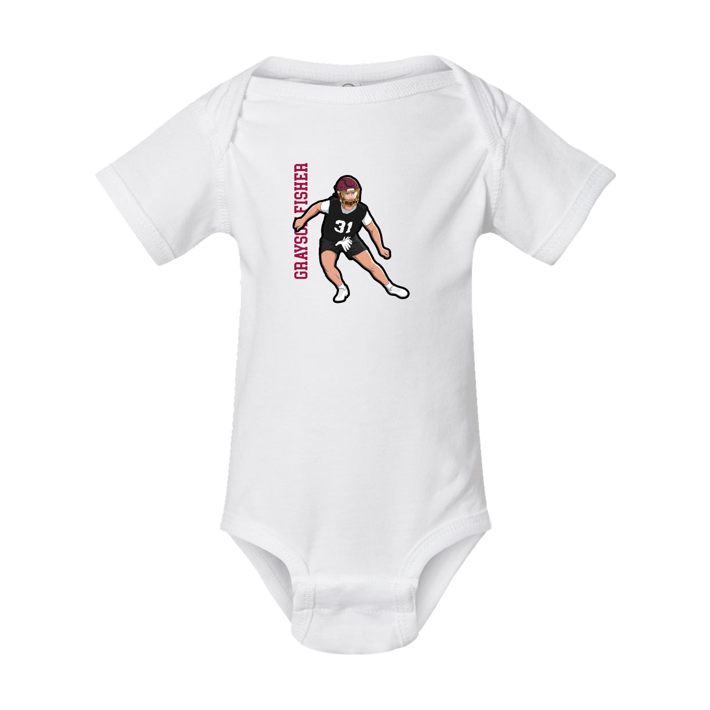 Baby Onesie — Name Vertical in White