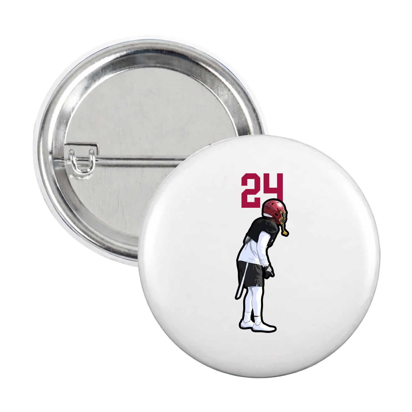 Game Day Button — Number Top in White