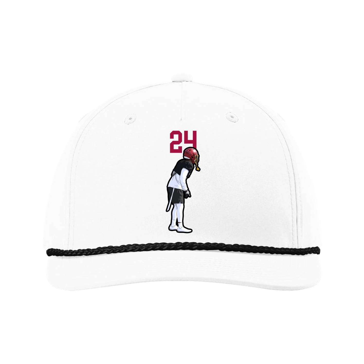 Five-Panel Classic Rope Cap — Number Top in White
