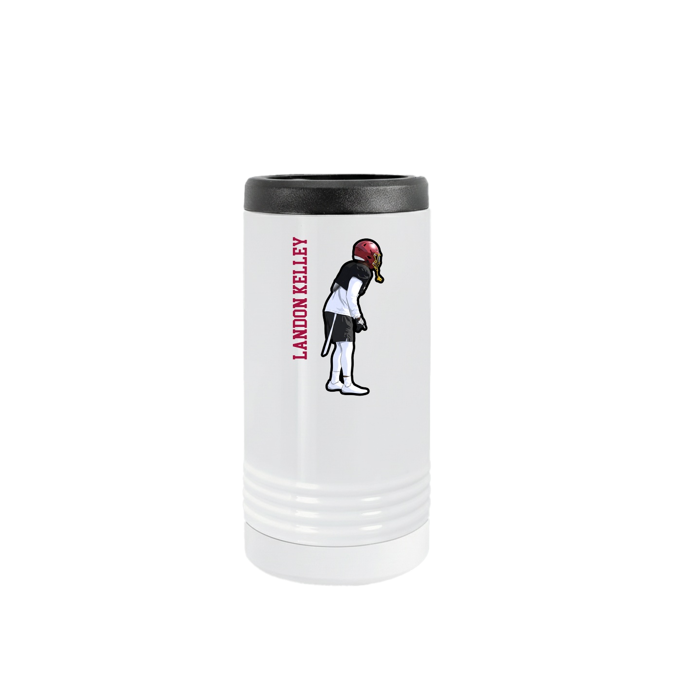 Slim Beverage Holder — Name Vertical in White