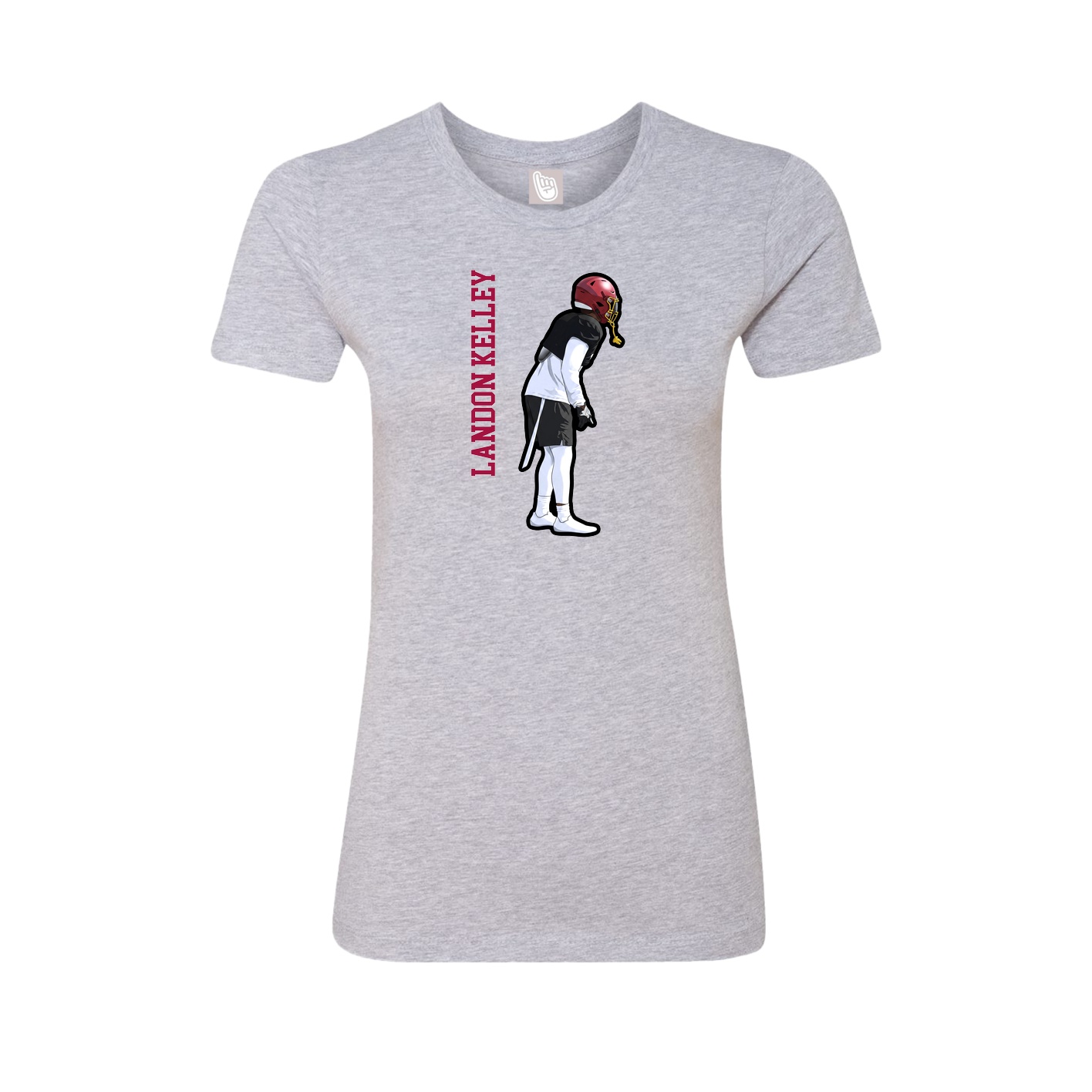 Fitted Women's Tee — Name Vertical in Grey