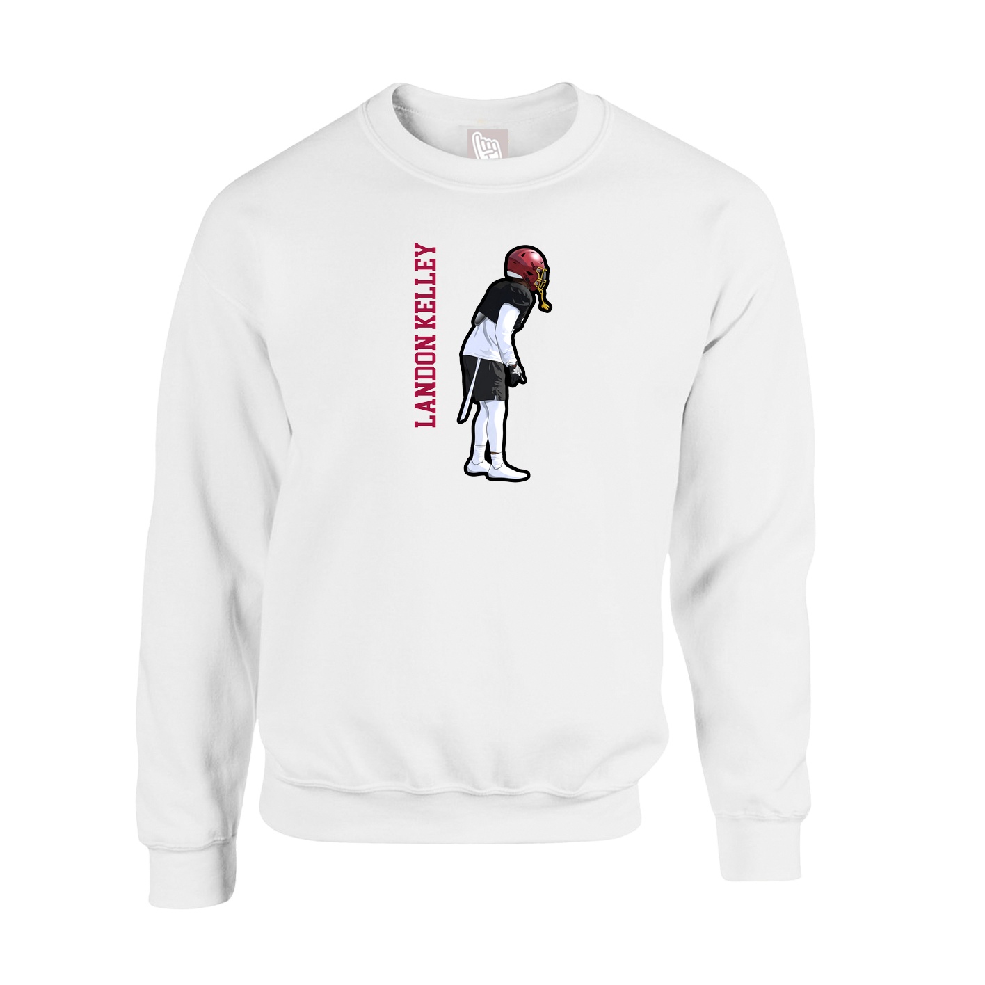Fleece Crew — Name Vertical in White