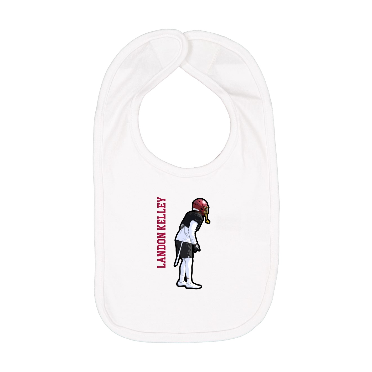Infant Bib — Name Vertical in White