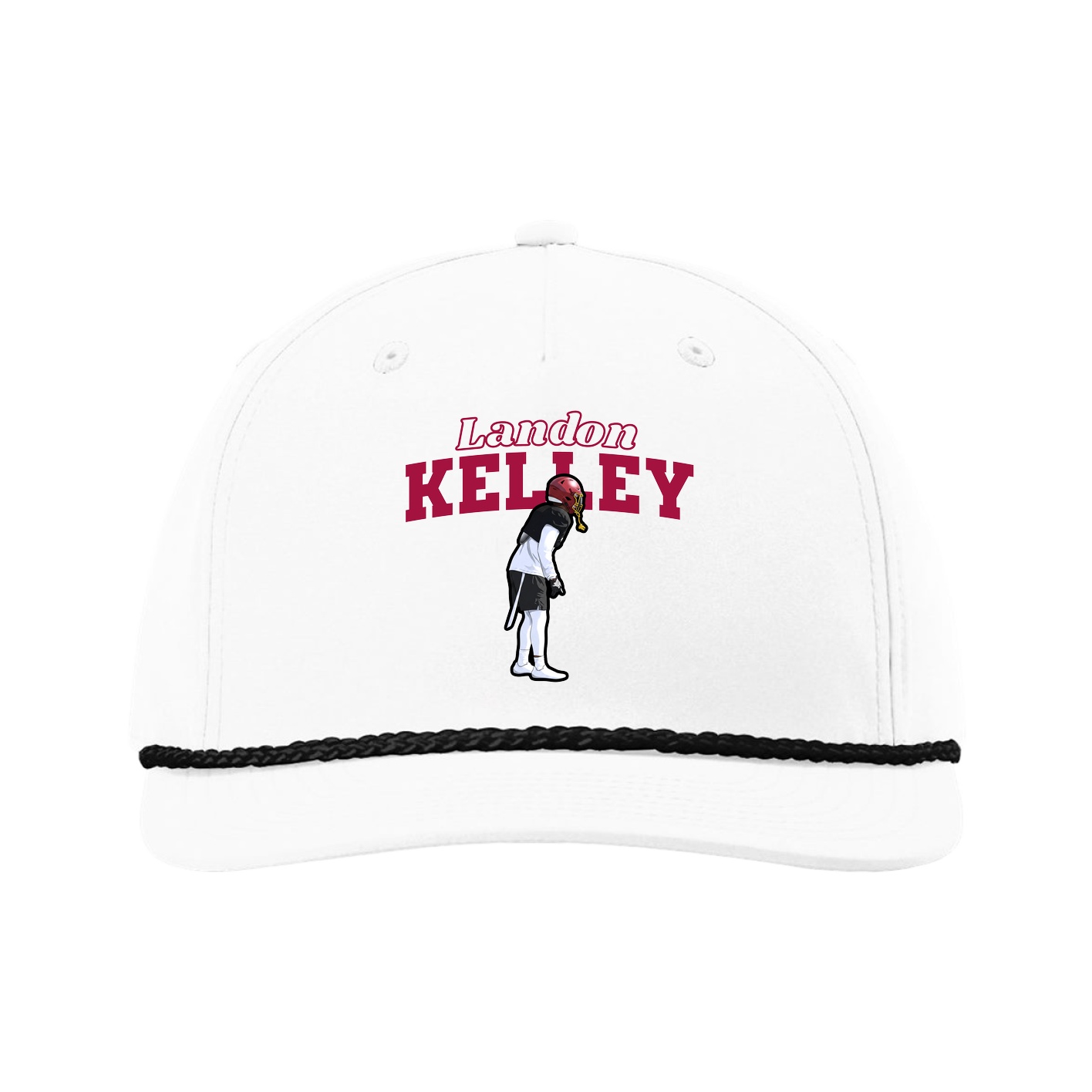 Five-Panel Classic Rope Cap — Name Arch in White