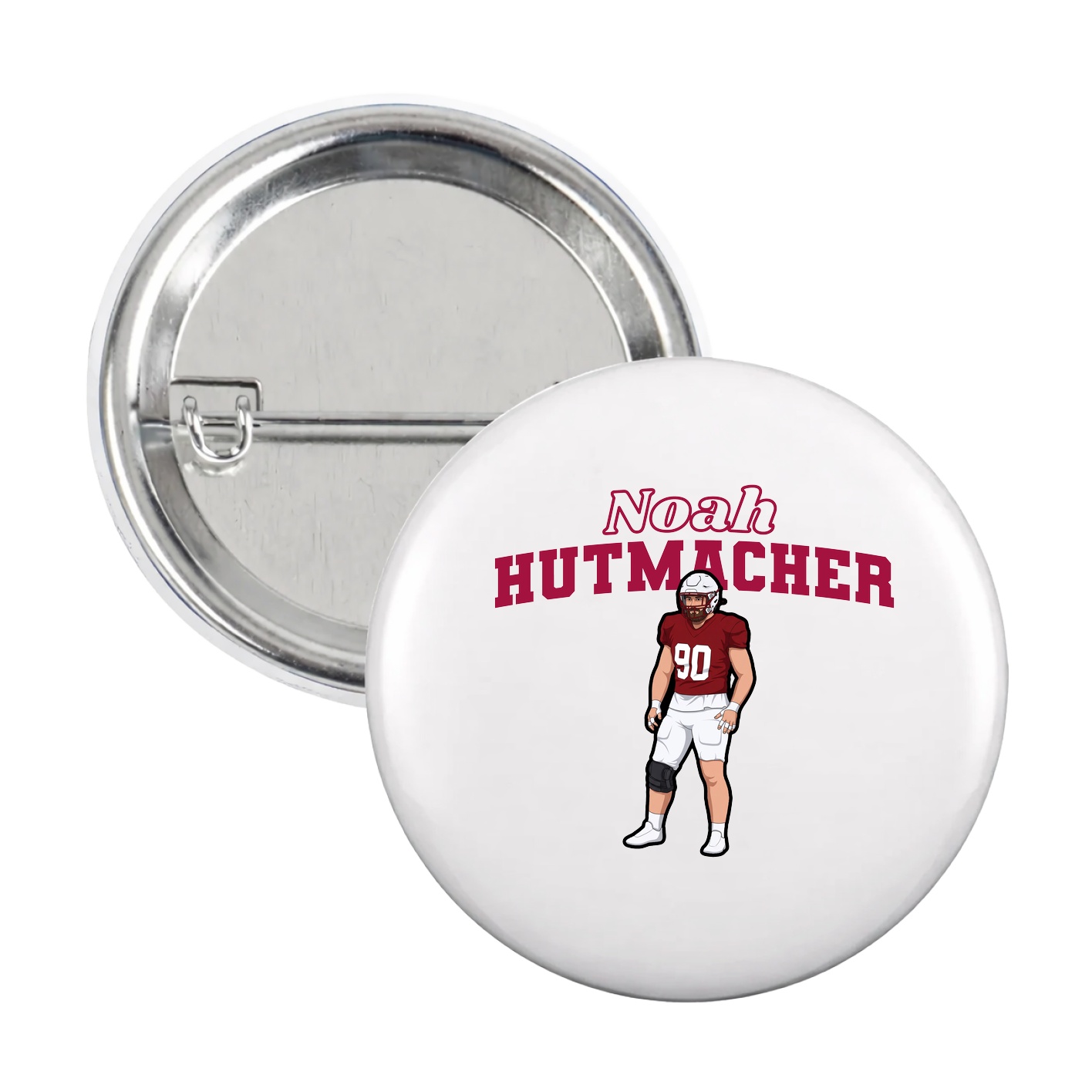 Game Day Button — Name Arch in White