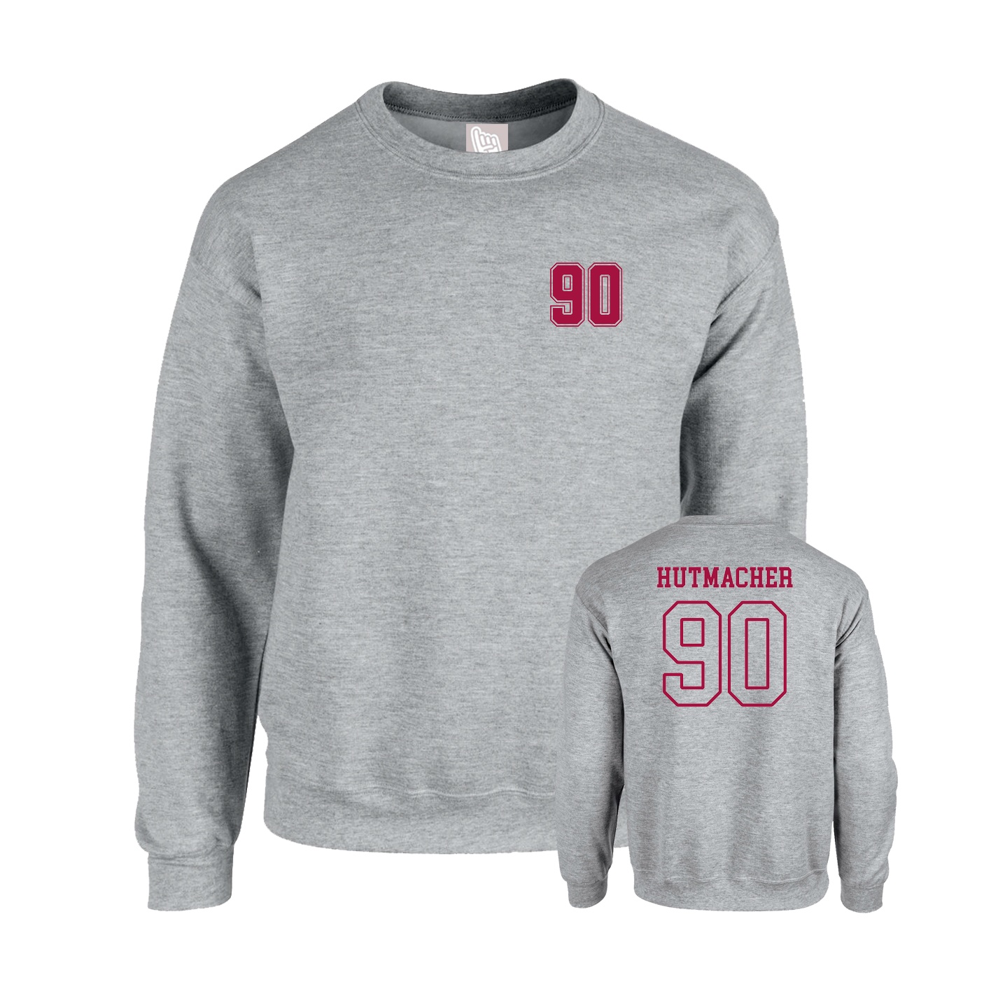 Fleece Crew — Chest Back in Grey