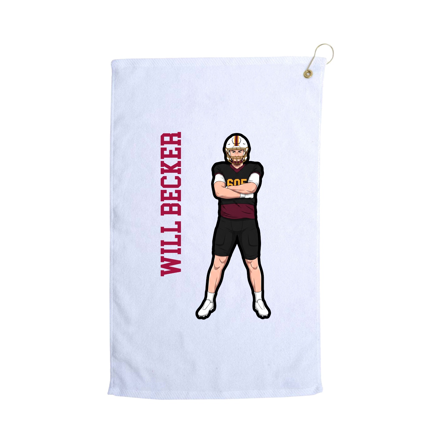 Golf Towel — Name Vertical in White