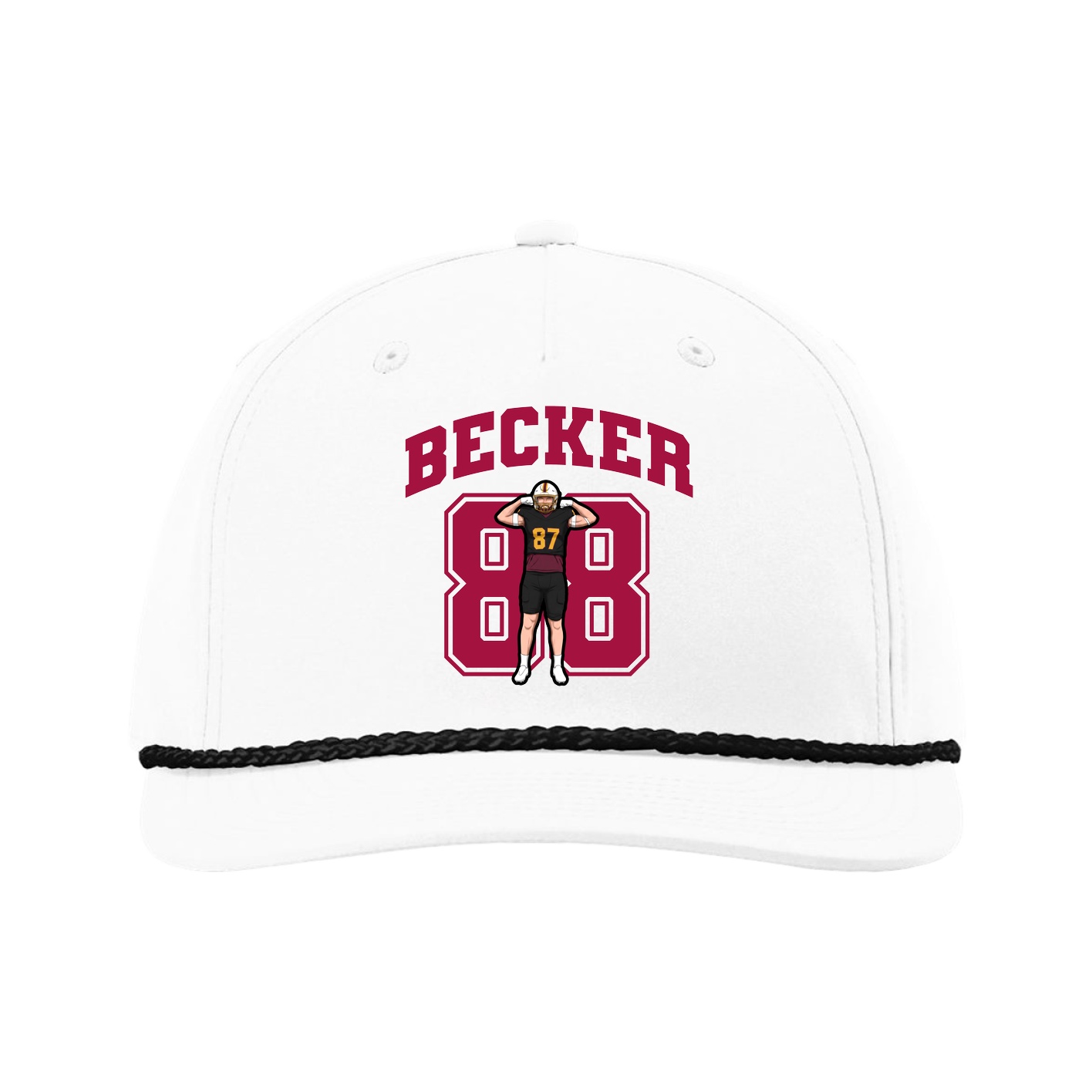 Five-Panel Classic Rope Cap — Number in White