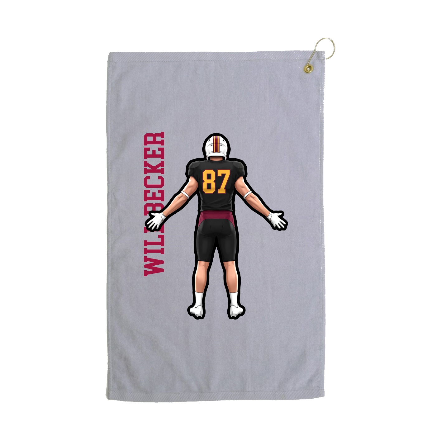 Golf Towel — Name Vertical in Grey