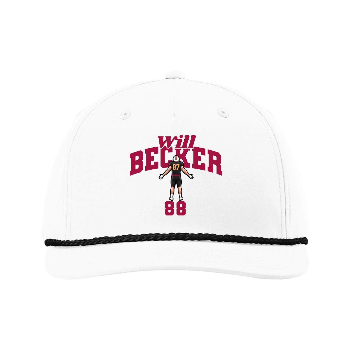 Five-Panel Classic Rope Cap — Signature Arch in White