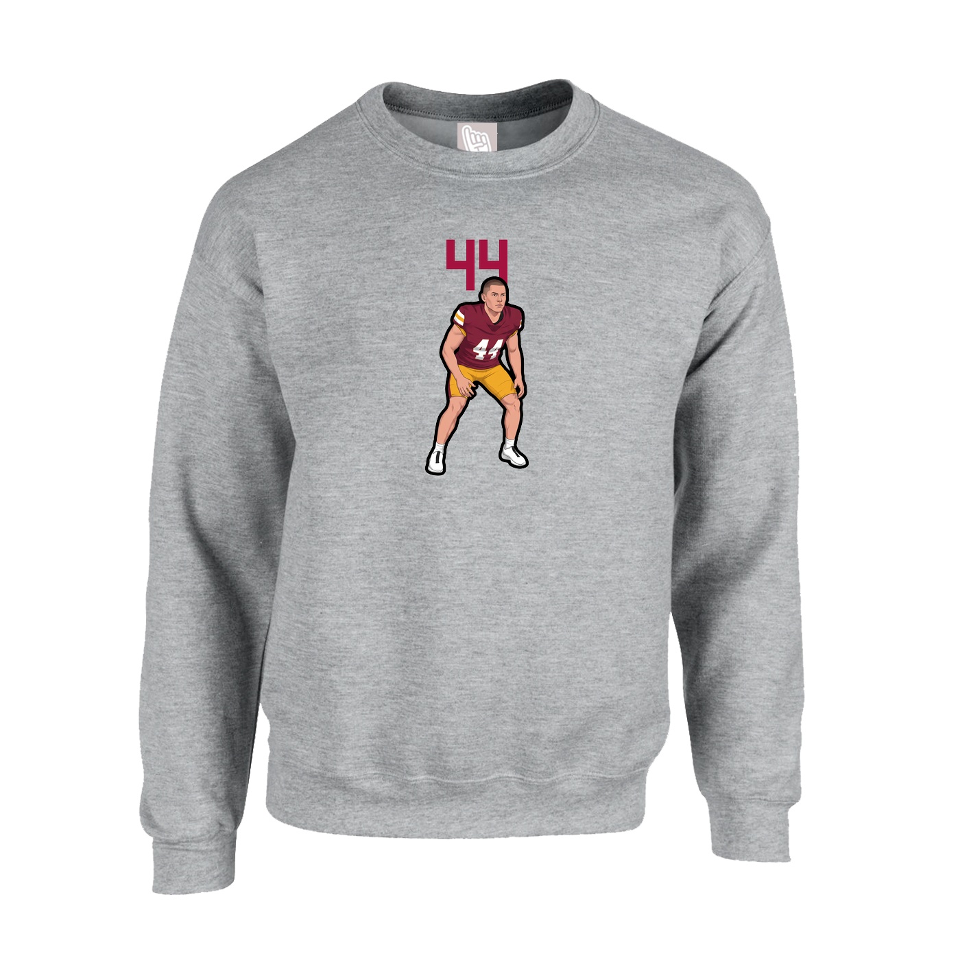 Fleece Crew — Number Top in Grey