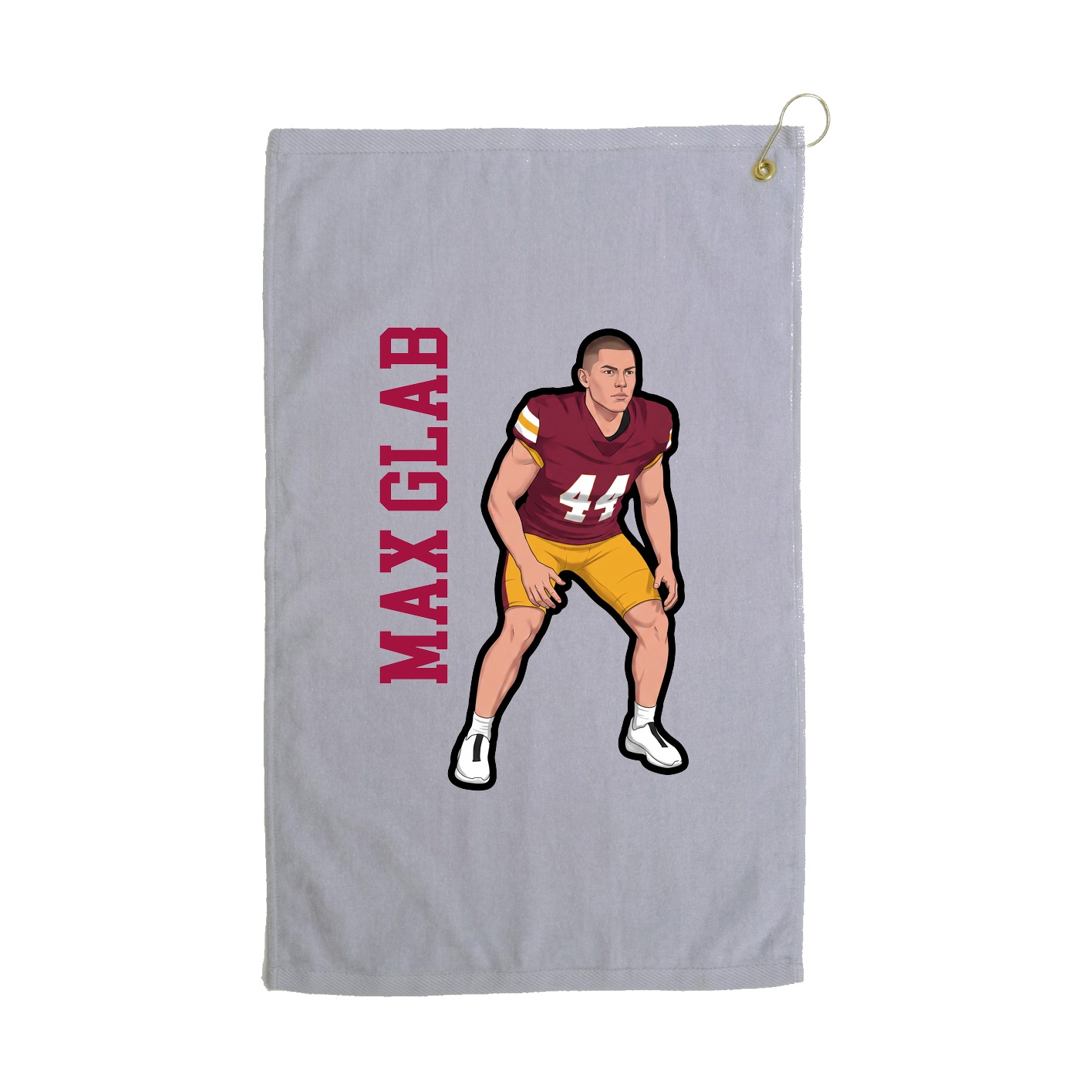 Golf Towel — Name Vertical in Grey