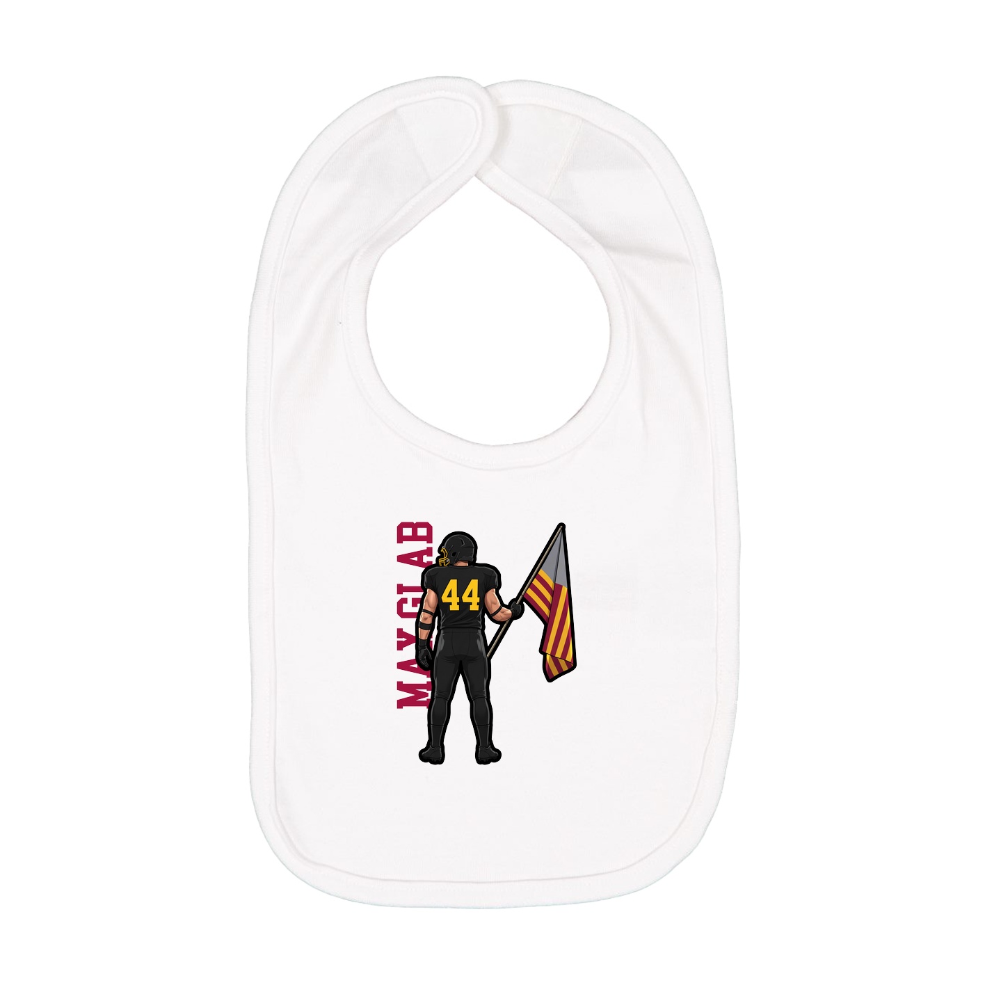 Infant Bib — Name Vertical in White