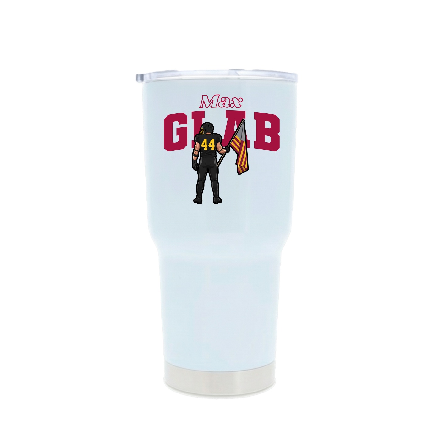 30oz Stainless Steel Tumbler — Name Arch in White