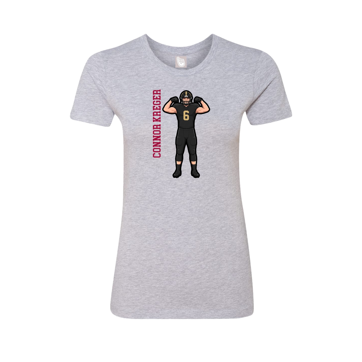Fitted Women's Tee — Name Vertical in Grey