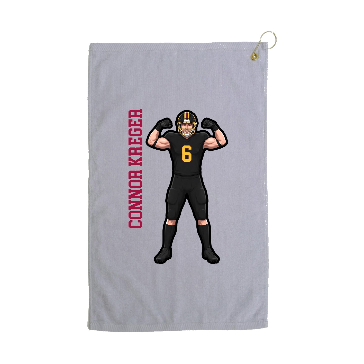Golf Towel — Name Vertical in Grey