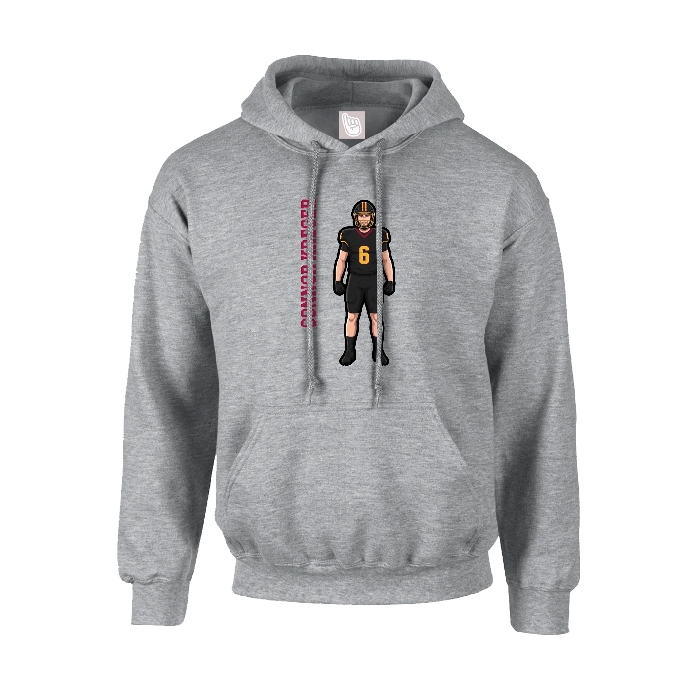 Youth Hoodie — Name Vertical in Grey
