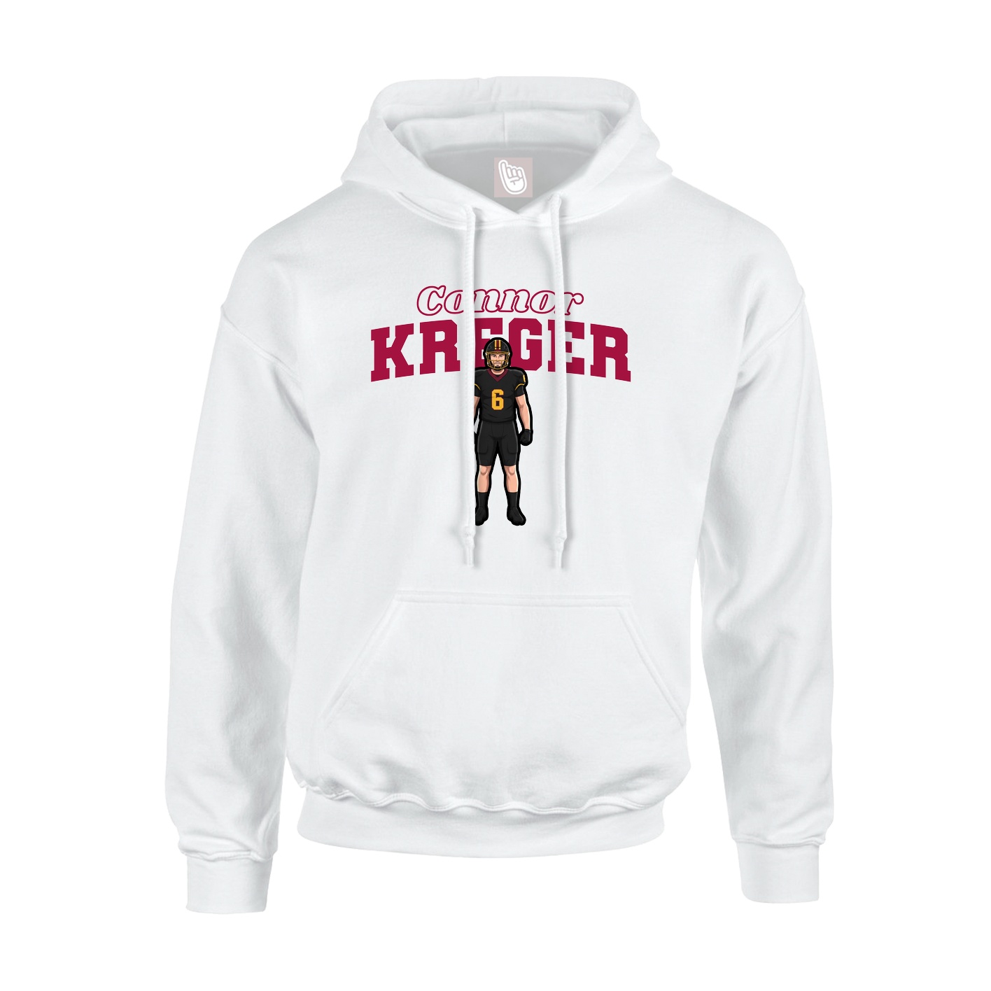 Youth Hoodie — Name Arch in White