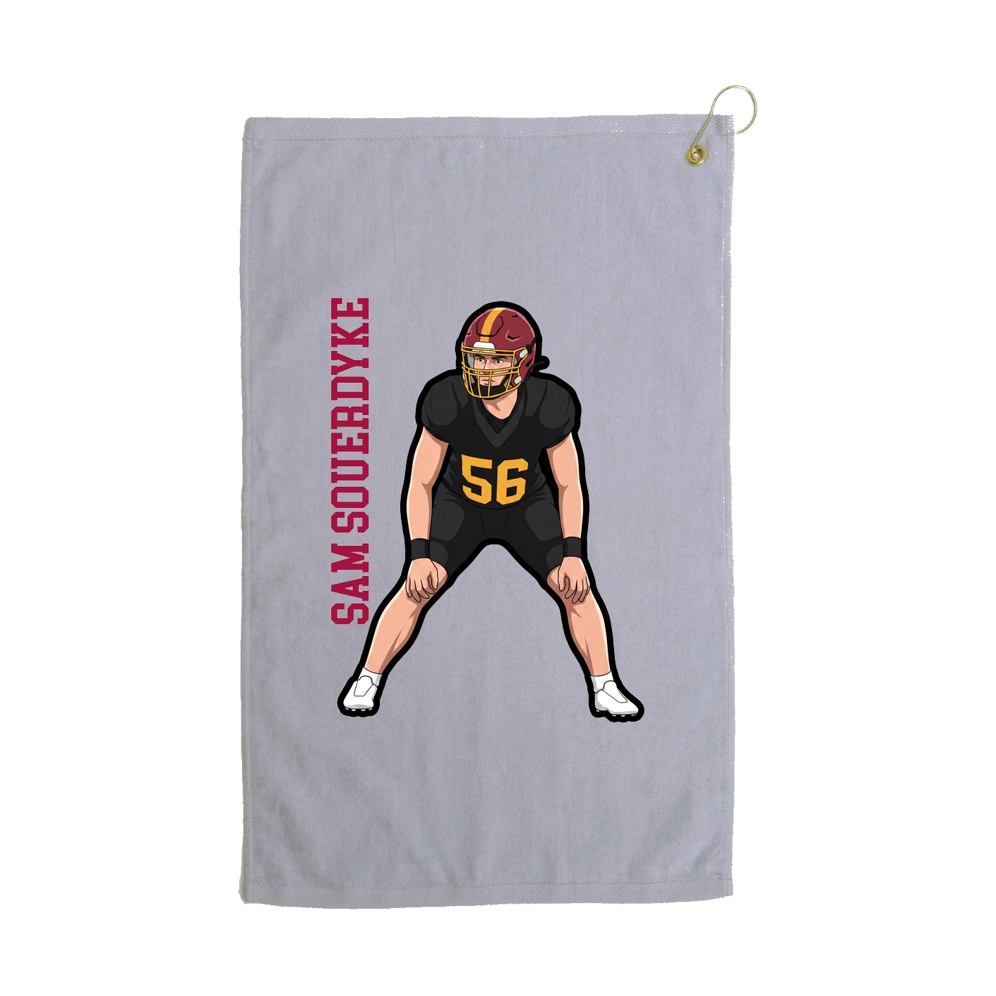 Golf Towel — Name Vertical in Grey