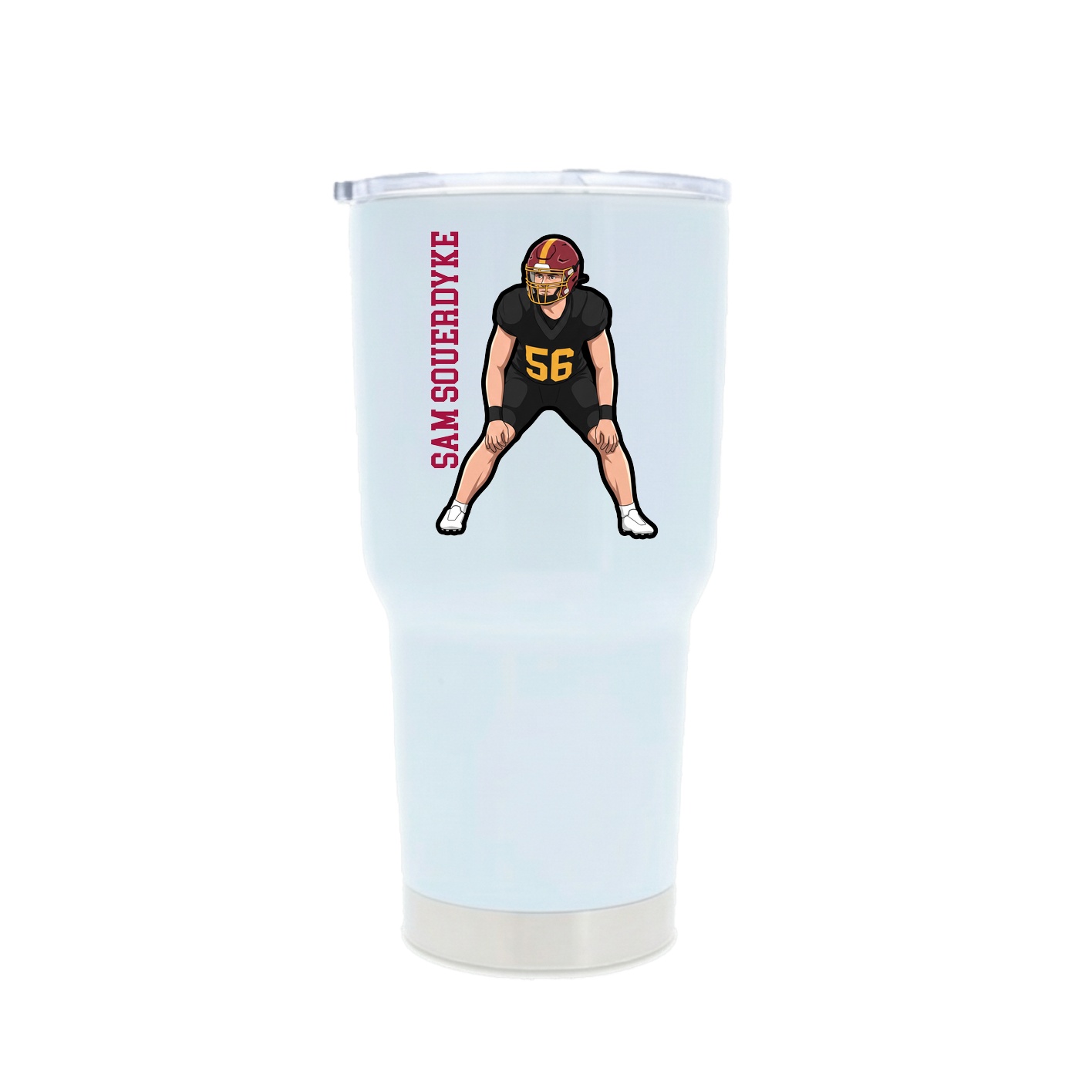 30oz Stainless Steel Tumbler — Name Vertical in White