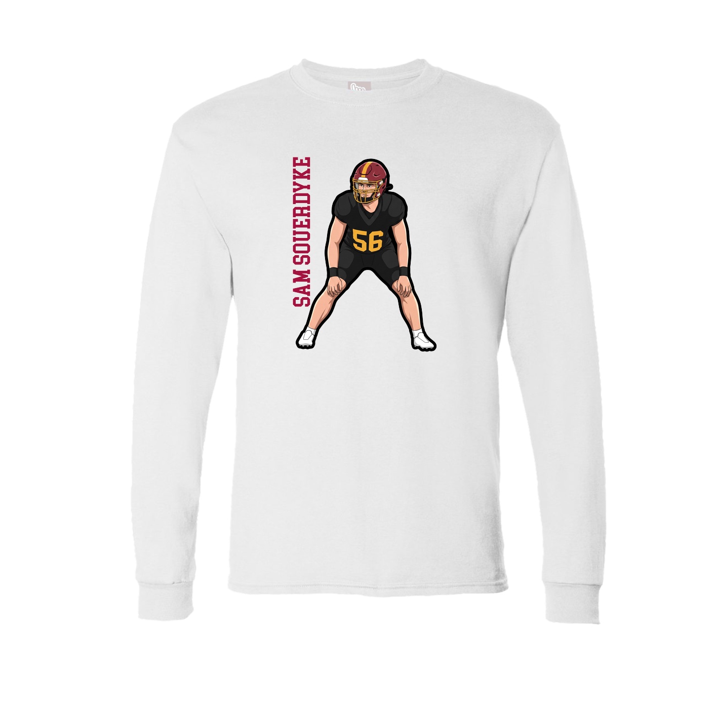 Long Sleeve Tee — Name Vertical in White