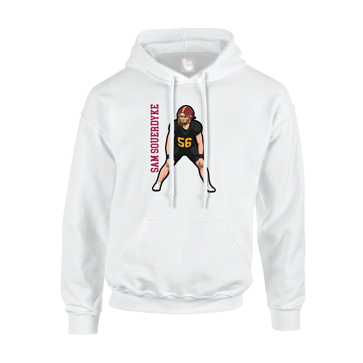 Youth Hoodie — Name Vertical in White