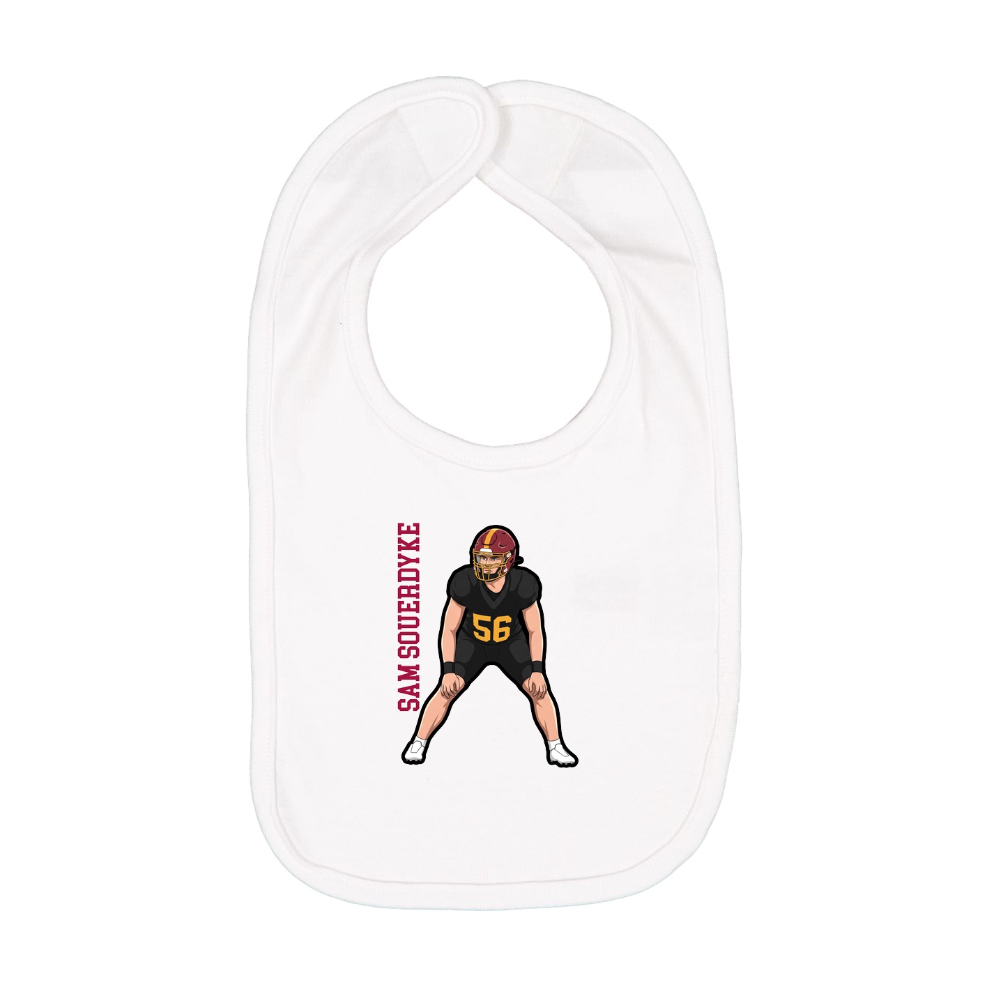 Infant Bib — Name Vertical in White