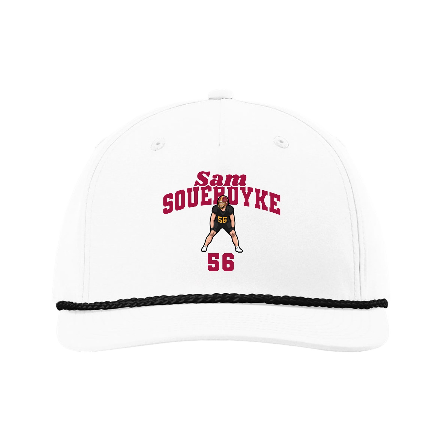 Five-Panel Classic Rope Cap — Signature Arch in White