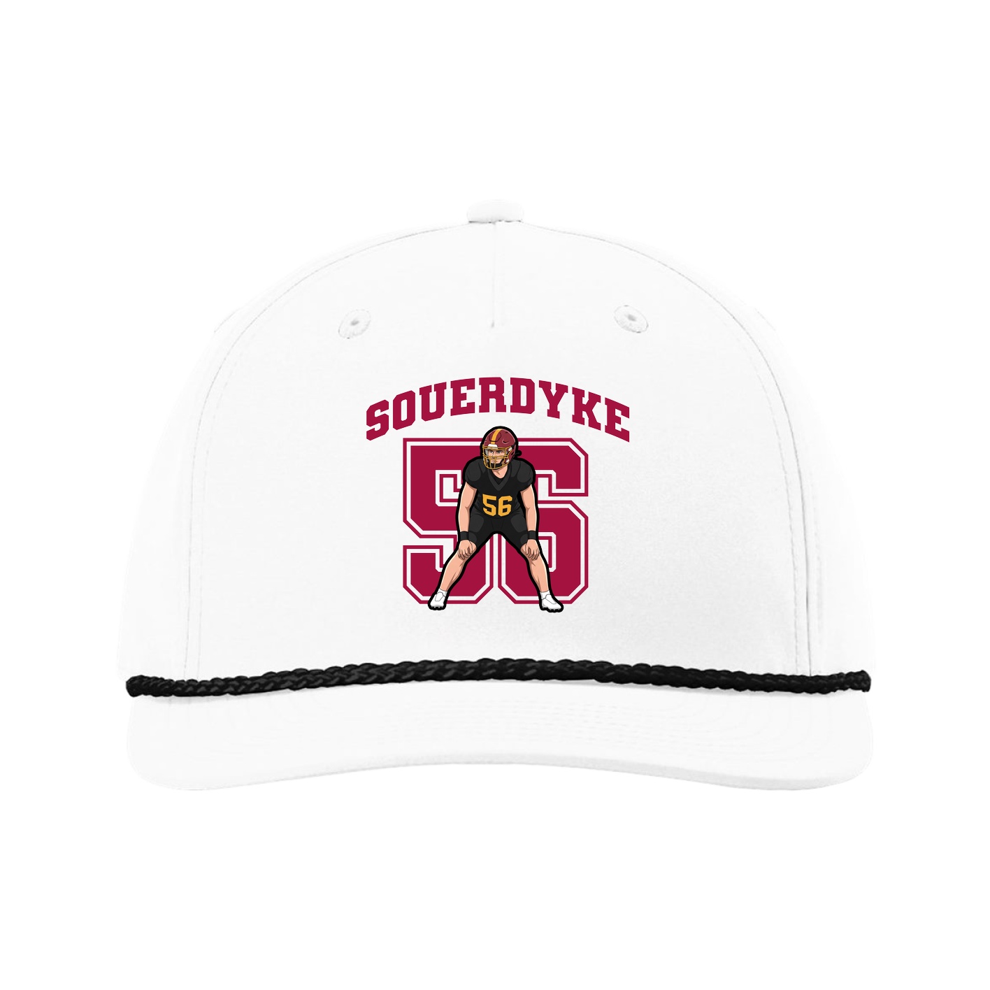 Five-Panel Classic Rope Cap — Number in White