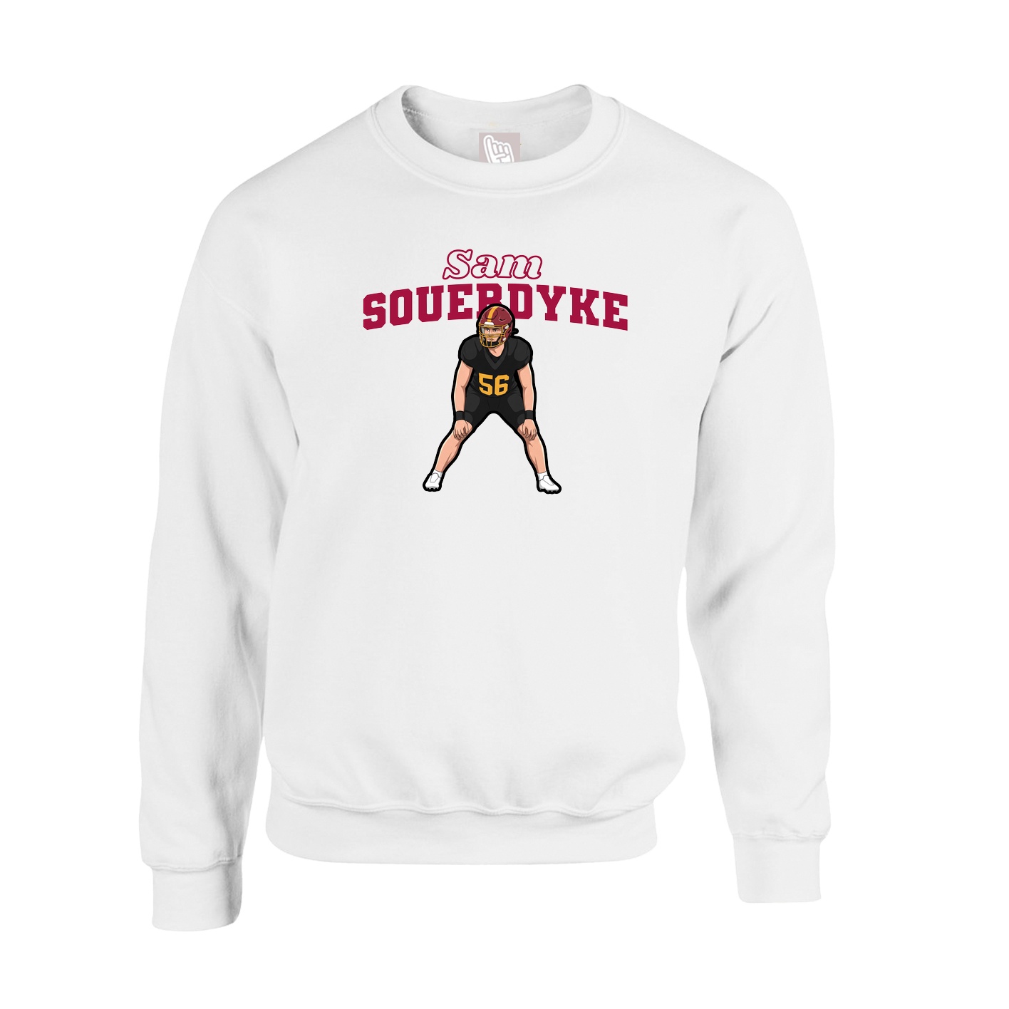 Fleece Crew — Name Arch in White