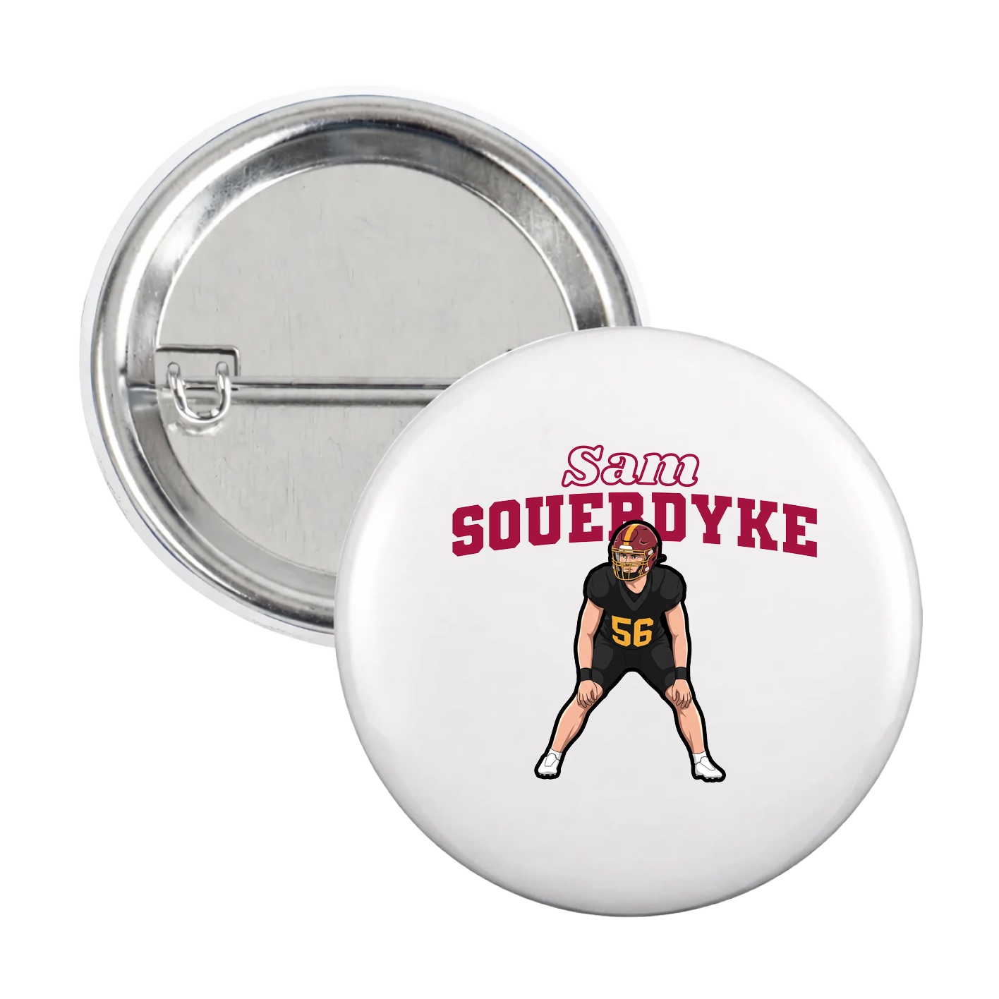 Game Day Button — Name Arch in White