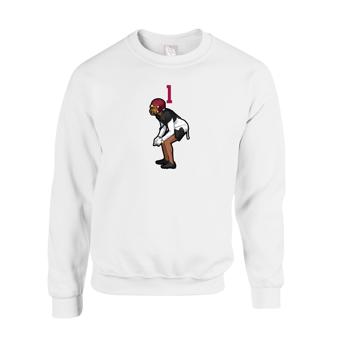 Fleece Crew — Number Top in White