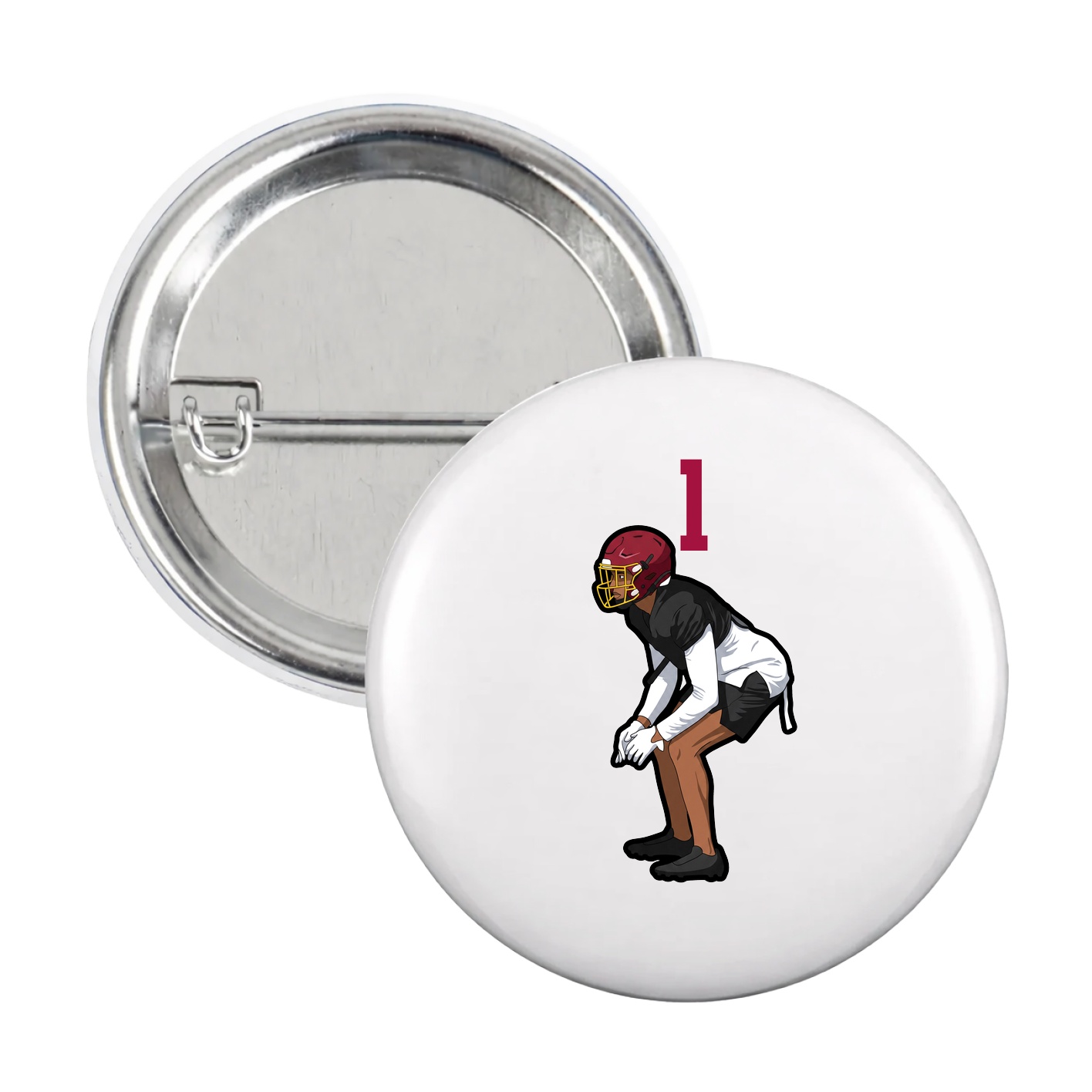 Game Day Button — Number Top in White