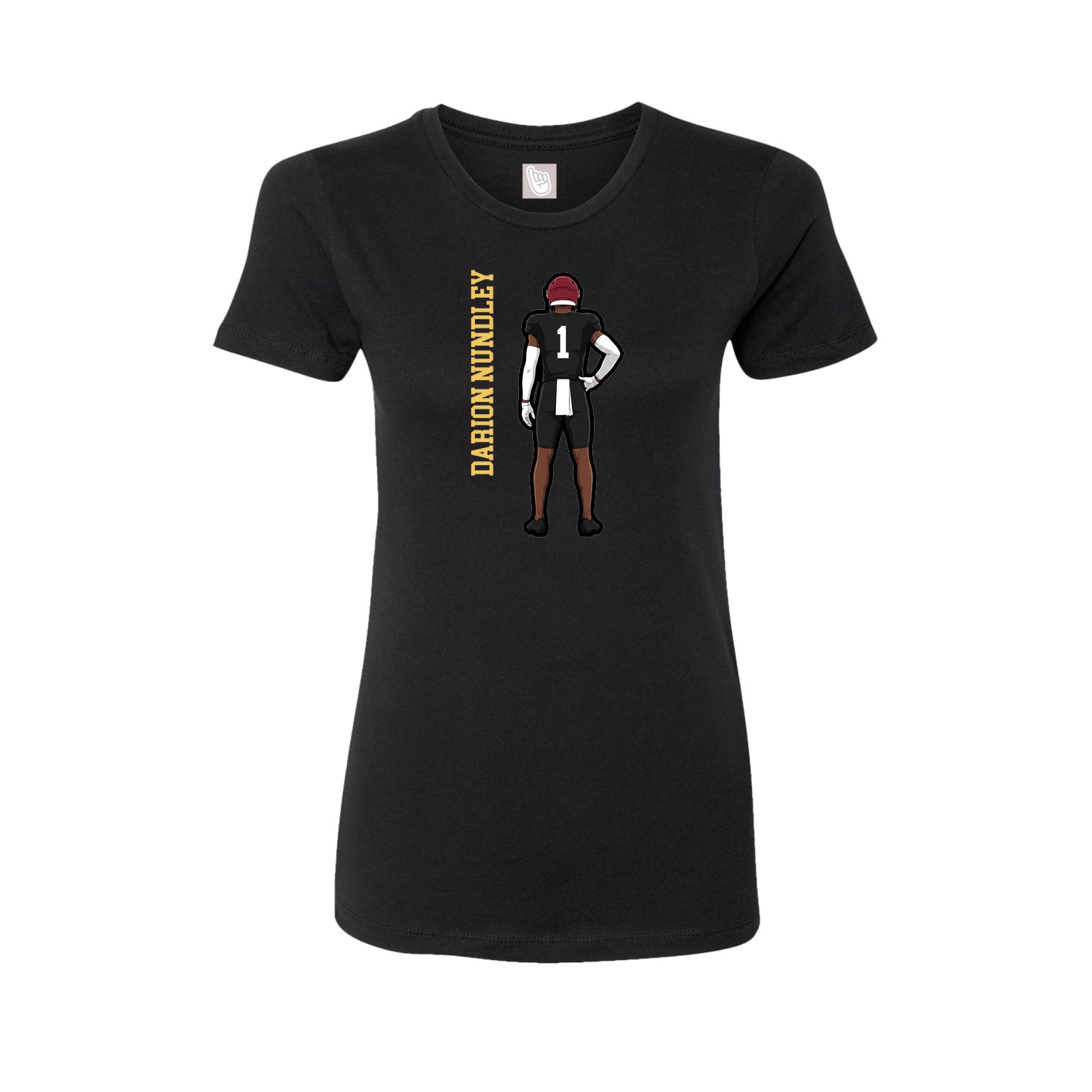 Fitted Women's Tee — Name Vertical in Black