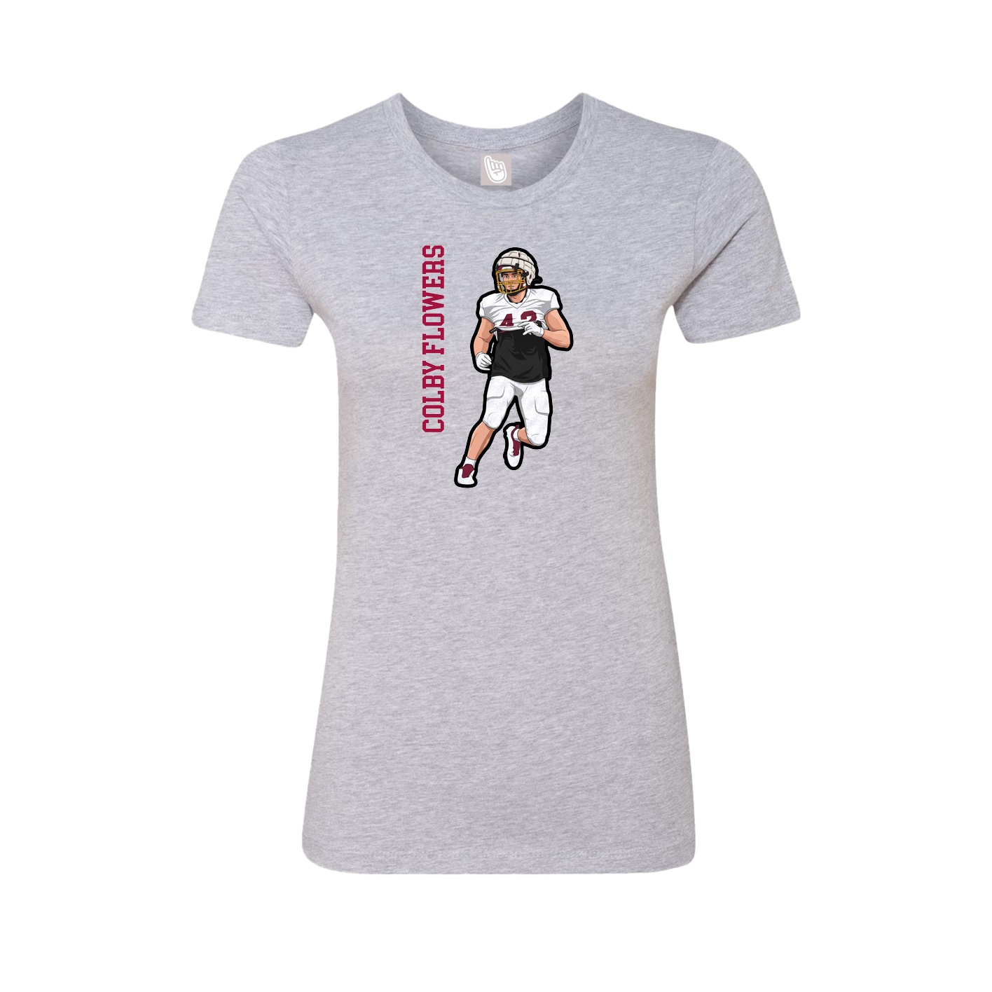 Fitted Women's Tee — Name Vertical in Grey