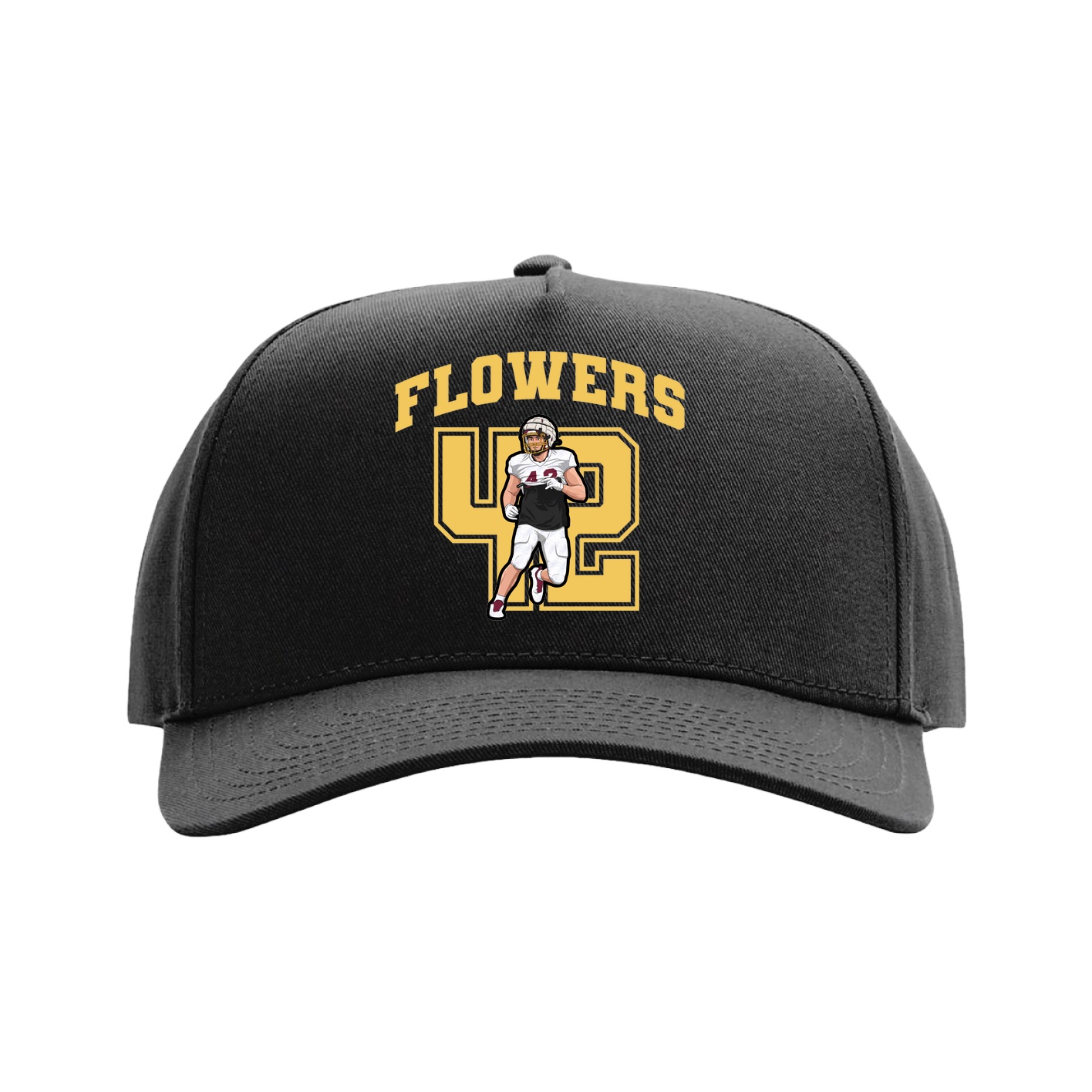 Full Fabric Five-Panel Champ Cap — Number in Black