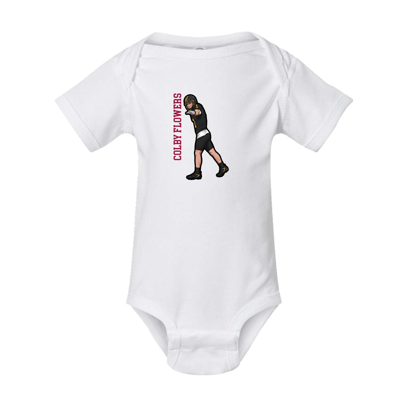 Baby Onesie — Name Vertical in White
