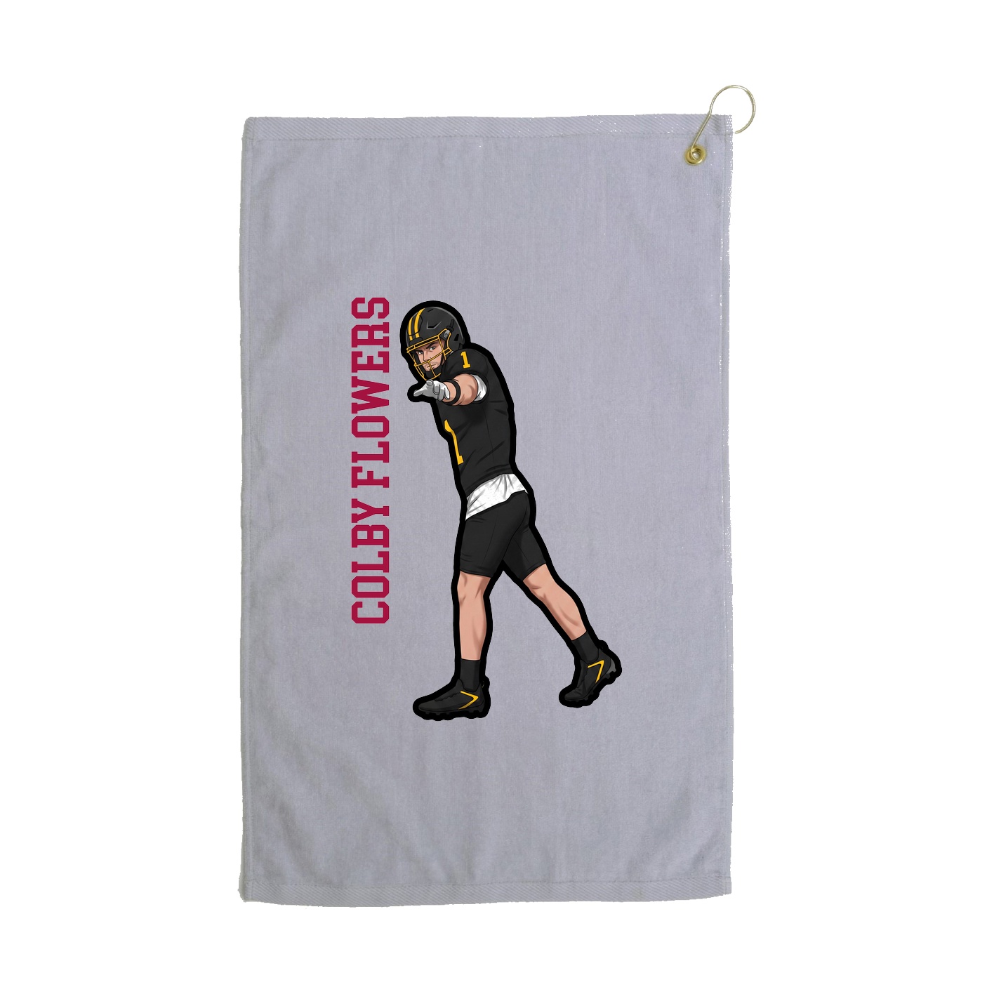 Golf Towel — Name Vertical in Grey