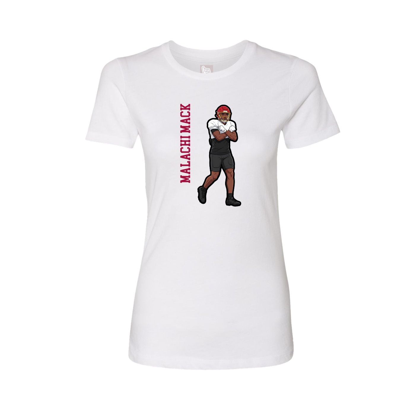 Fitted Women's Tee — Name Vertical in White
