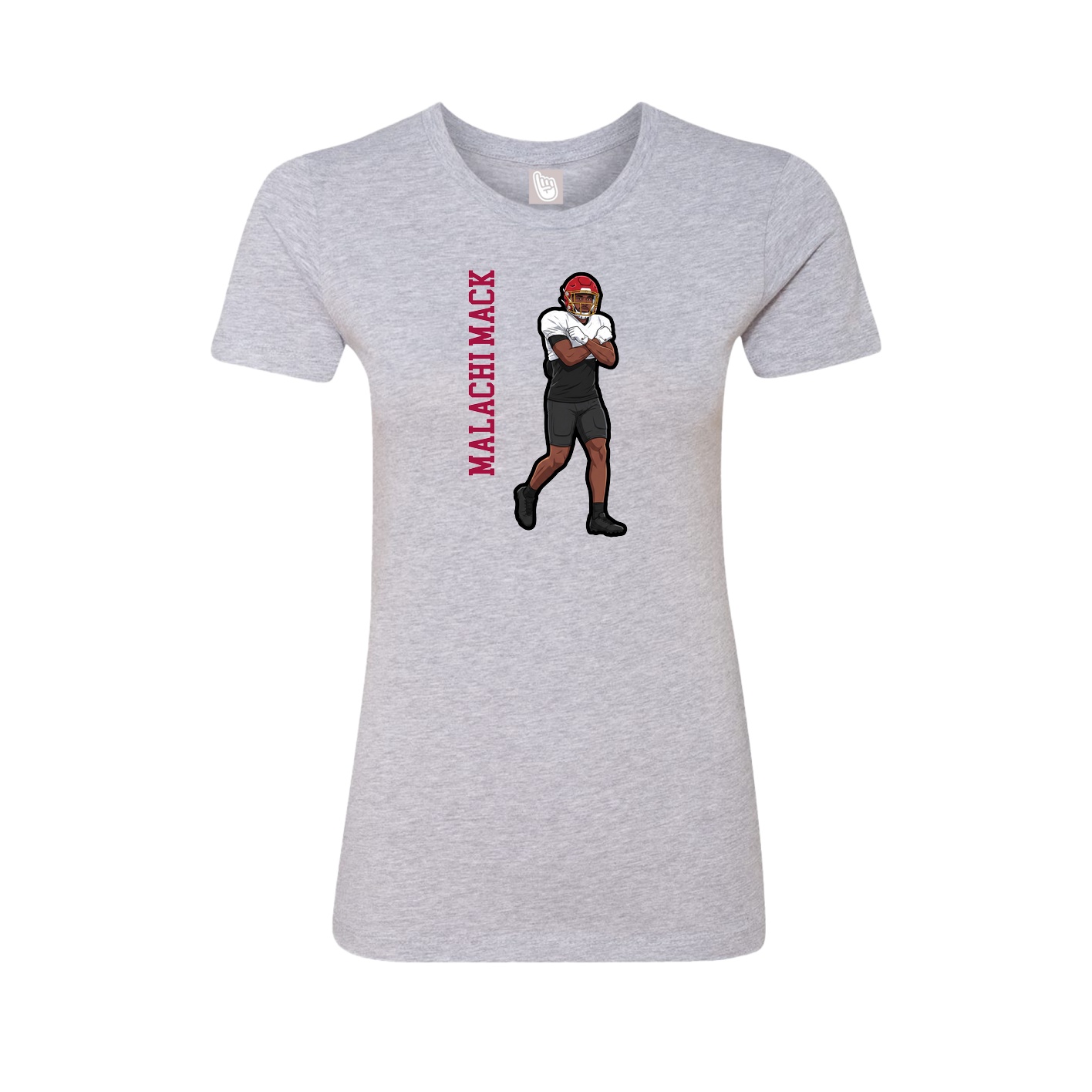 Fitted Women's Tee — Name Vertical in Grey