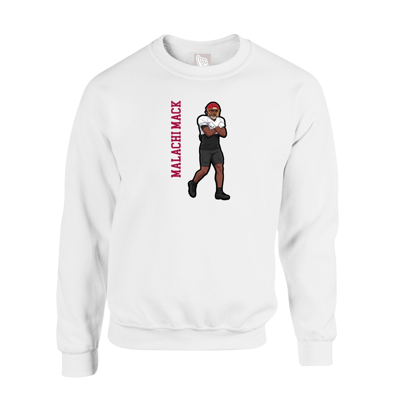 Fleece Crew — Name Vertical in White